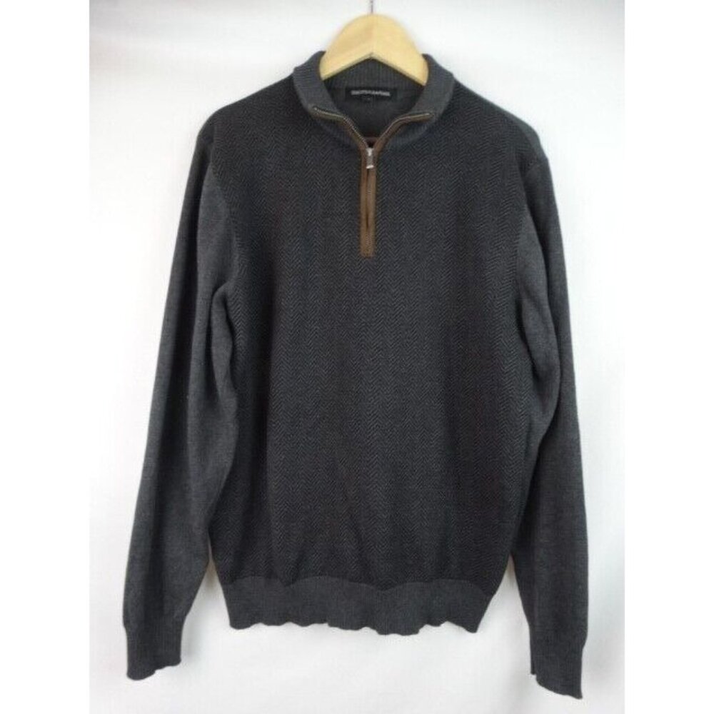 Tricots St. Raphael Mens Sweater Size Large Gray 1/4 Zip Long Sleeve Knit Top